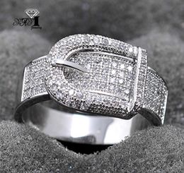 Band Rings YaYI Jewelry Fashion Princess Cut White Natural Moissanite Zircon Silver Color Engagement Wedding Party Band Drop Ship Rings J230517