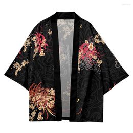 Ethnic Clothing Cartoon Flower Beauty Samurai Printed Japanese Kimono Beach Shorts Men Women Looser Cardigan Yukata Harajuku Haori