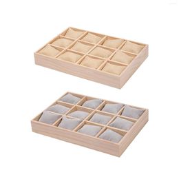 Watch Boxes Tray Wood 12 Grids Pillows Bracelet Display Showcase Holder For Dresser Drawer Gifts Bracelets Countertop
