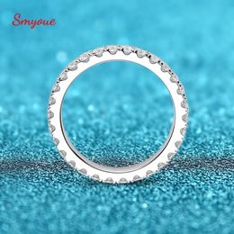 With Side Stones Smyoue 0.9ct 2mm Ring for Women Men Full Enternity Match Wedding Diamond Band 100% 925 Solid Silver Stackable Rings 230516