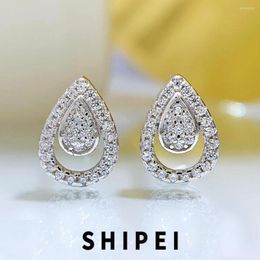 Stud Earrings SHIPEI Solid 925 Sterling Silver White Sapphire Gemstone Wedding Engagement Fine Jewellery For Women Pear Ear Studs Gifts