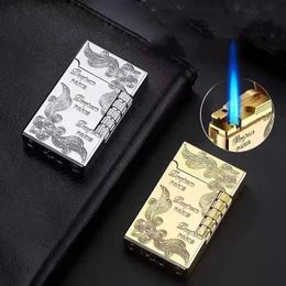 New Lighter Cigarette Accessories Fashion New Gold Bar Torch Shape Butane Gas Lighter Grinding Wheel Metal Lighter Fashion Lighter Gifts