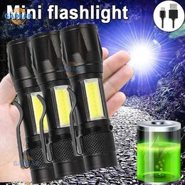 Flashlights Torches 1/2/3PCS High Power Rechargeable Flashlight Mini Zoom Torch Outdoor Camping Strong Lamp Lantern Waterproof Tactical Flashlight P230517