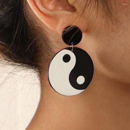 Dangle Earrings Women Asymmetry Gossip Tai Chi Yin Yang Yinyang White Black Friendship Couple Pendants Jewellery