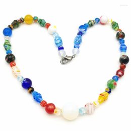 Chains 1PCS Fashion Wheel Millefiori Murano Glass Necklace For Women Opal Glaze Thousand F 6-14mm Retro National Style