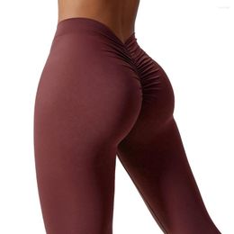 Active Pants Women Soft Stretchy Compression Quick Dry V Cut Scrunch Running Leggings Sexy Solid Colour With Push Up Sports Yoga