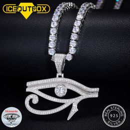 Pendant Necklaces D VVS Eye Of Horus Liontin Kalung untuk Wanita Pria 925 Perak Murni Mode Hip Hop Batu Perhiasan Tren Hadiah 230517