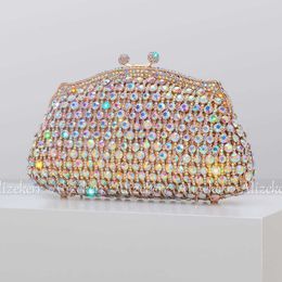 Totes Luxury Crystal Metallic Evening Bag Elegant Designer Boutique Sparkling Diamond Clutch Purses and Handbags Wedding Party 230509