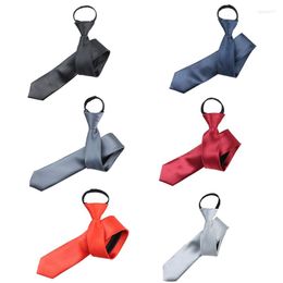 Bow Ties Men's Zipper Tie Regular Classic Solid Colour Necktie Business Wedding Neck Gift For Father Husband Boyfriend