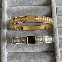 Gold Silver Colours Women Designer Bangles Gold Pated Luxury Letter Couple Bracelets With Diamonds