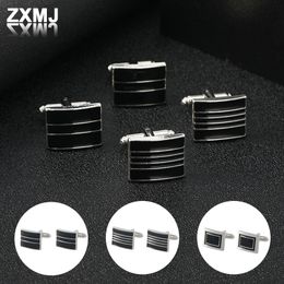 ZXMJ High-grade Solid Colour Cufflinks Simple Square Cufflinks For Mens Alloy Shirt Cufflinks Tie Clip Quality Luxury Jewellery