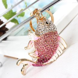 Anahtarlık sazan balık anahtarlık yaratıcı güzel moda rhinestone kristal kolye cazibe çantası anahtar zinciri kadın aksesuarları hediye