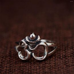 Cluster Rings Sterling Silver 925 Open Ring Aum OM Symbol Hinduism Buddhist Yoga Meditation Jewelry For Men Women