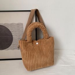 Evening Bags Retro Corduroy Small Tote For Women Simple Vertical Stripes Ladies Purses And Handbags Female Casual Shoulder Crossbody Bag