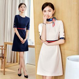 Casual Dresses Medium Sleeve Professional Dress Elegant Femininity Fashion Summer High End OL Commuter Work Clothes Sales Department Korean