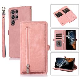 Crossbody Magnetic Flip Vogue Phone Case for iPhone 14 13 12 Pro Max Samsung Galaxy S23 Ultra S22 Plus S21 5G S20 S21FE S20FE 9 Card Slots Leather Wallet Chain Shell