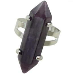 Cluster Rings Natural Crystal Stone Point Wand Finger For Women Men Adjustable Jewellery Unisex
