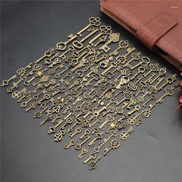 Decorative Figurines 125Pcs Vintage Antique Bronze Plated Metal Love Heart Key Charms Pendant DIY Jewellery Making Findings Accessories Craft
