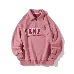 Men's Hoodies High-quality Black Pink Men Spring Harbor Style Large Size Loose Suede Printed Couple Clothes Drop