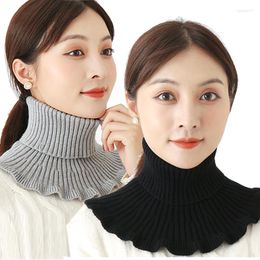 Bow Ties Autumn Winter Knitted Fake Collar Scarf With Wooden Ears Women Turtleneck False Detachable Warm Neck Brace