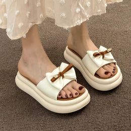 Slippers Bow Platform Women Flats Shoes Summer Sandals Designer Flip Flops 2023 Casual Beach Walking Slingbacks Slides