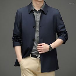 Men's Jackets Business Casual Men's Spring Autumn Solid Colour Single Breasted Male Simple Turn Down Collar Man Coats 7XL