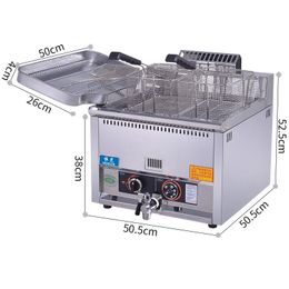 Combos Malupin MLP17L counter LPG gas deep fryer 17 liter commercial 1 tank chicken frying machine with thermostat temperature control