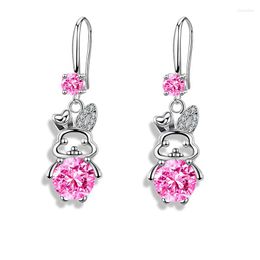 Dangle Earrings Luxury Female Crystal Zircon Stone Drop White Pink Boho Long Wedding For Women