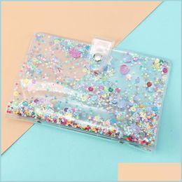 Book Cover A5/A6 Clear Pvc Sequins Binder 6Hole Metal Ring Notepad Er Cute Diary Handbook Packaging Portable Office Travel Supplies Dhdl5