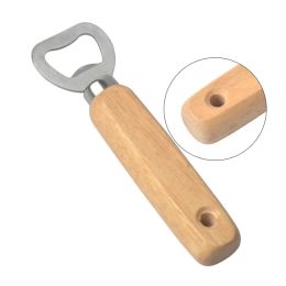 Wooden Handle Stainless Steel Bottle Opener for Beer, Wine, Soda and Glass Bottle Caps - Essential Tool for Kitchen and Bar