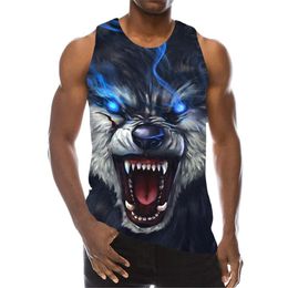 New 3D Printing Wolf Tank Top Fashion Men Women Tracksuits Crewneck Vest Plus Size S-6XL Harajuku 001