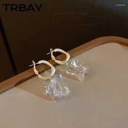 Dangle Earrings TRBAY Clear Colour Resin Acrylic For Women Irregular Geometric Cube Design Drop Cute Size Office Lady