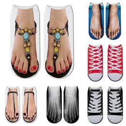 Women Socks Funny 3D Printed Toe Flip Flops Skull Canvas Shoes Patterned Creative Ankle Unisex Halloween Christmas Gift Dropship