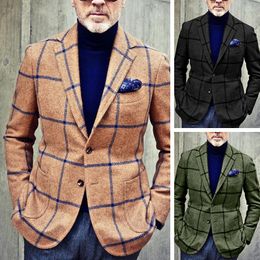 Men's Suits Men Jacket 2023 Plaid Leisure Trend Suit Coat Fashion Blazer For Autumn Smart Casual Mens Blazers