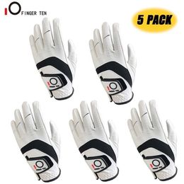 5 pcs Premium Cabretta Leather Golf Gloves Men Left Right Hand Rain Grip Wear Resistant Durable Flexible Comfortable 211229349A