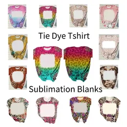 Sublimering av tomt slipsfärgning tshirts tee toppar t-shirt termiska överföring tomma kort ärmkläder för DIY anpassad trycklogo