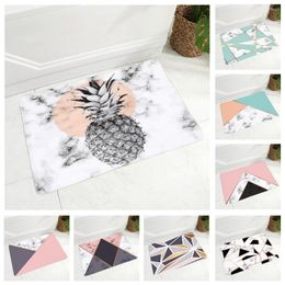 Carpets Geometric Black And White Abstract Doormat Non-Slip Printed Soft Flannel Carpet Decor Nordic Style Floor Door Mat For Hallway