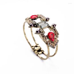 Bangle Geometric Crystal Red Waterdrop Vintage Jewellery Fashion Women Statement Chunky Bracelet Bangles