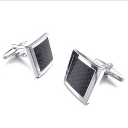 High Quality French Style Black carbon Fibre Cufflinks For Mens Shirt Brand suit Cuff Buttons Top sale Cuff Links Jewellery