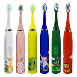 Toothbrush Child Electric Tooth Brush Sonic for Children Teeth Cleaning Whitening with 6 Nozzles Kids Soft 230517