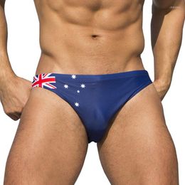 Men's Swimwear AUS US Flag Mens Swim Briefs Sexy Bikini Swimming Trunks Youth Boy Plus Size Swimsuit Gay Bathing Shorts Desmiit 2023