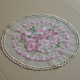 Table Mats Diameter 28cm Transparent Mesh Colour Round Applique Embroidered Sew-On Lace Patch DIY Oval Placemat Lovely