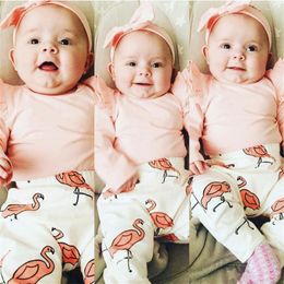 Clothing Sets 3Pcs/set Baby Girl Clothes Set Fashion Autumn Long Sleeve Candy Color Romper Tops Pants Headband Infant Toddler Outfits