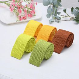 Bow Ties Fashion 5cm Knit Skinny Tie Green Red Colorful Solid Slim Neck For Men Casual Business Woven Necktie Narrow Accessories