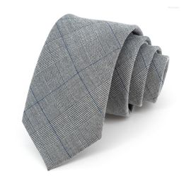 Bow Ties Brand British Style For Men High Quality 7 CM Plaid Grey Business Dress Necktie Party Wedding Gift Box