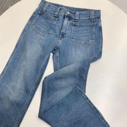 Women's Jeans 2023 Spring Retro High Waist Slim Leg Straight Front Pocket Small Raglan Women