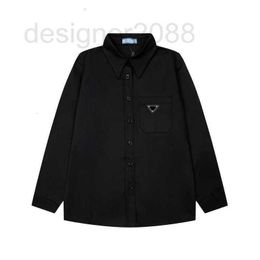 Women's Blouses & Shirts designer Couple Classic Triangle Pocket Panel Long Sleeve Casual Shirt for Men Women VM61