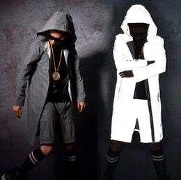 Men's Jackets Reflective Cape Coat Hip Hop Clothes Men