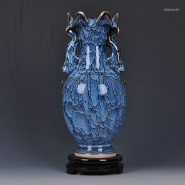Vasen Authentische Jingdezhen Keramikvase Regal Antike Ornamente Jun Porzellan Guanyin Flasche Eisblatt