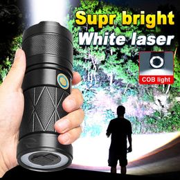 Flashlights Torches LED Powerful Flashlight Rechargeable Tactical Flashlights Lantern Zoom Long Range 1500m Torch Built In Battery with COB light P230517